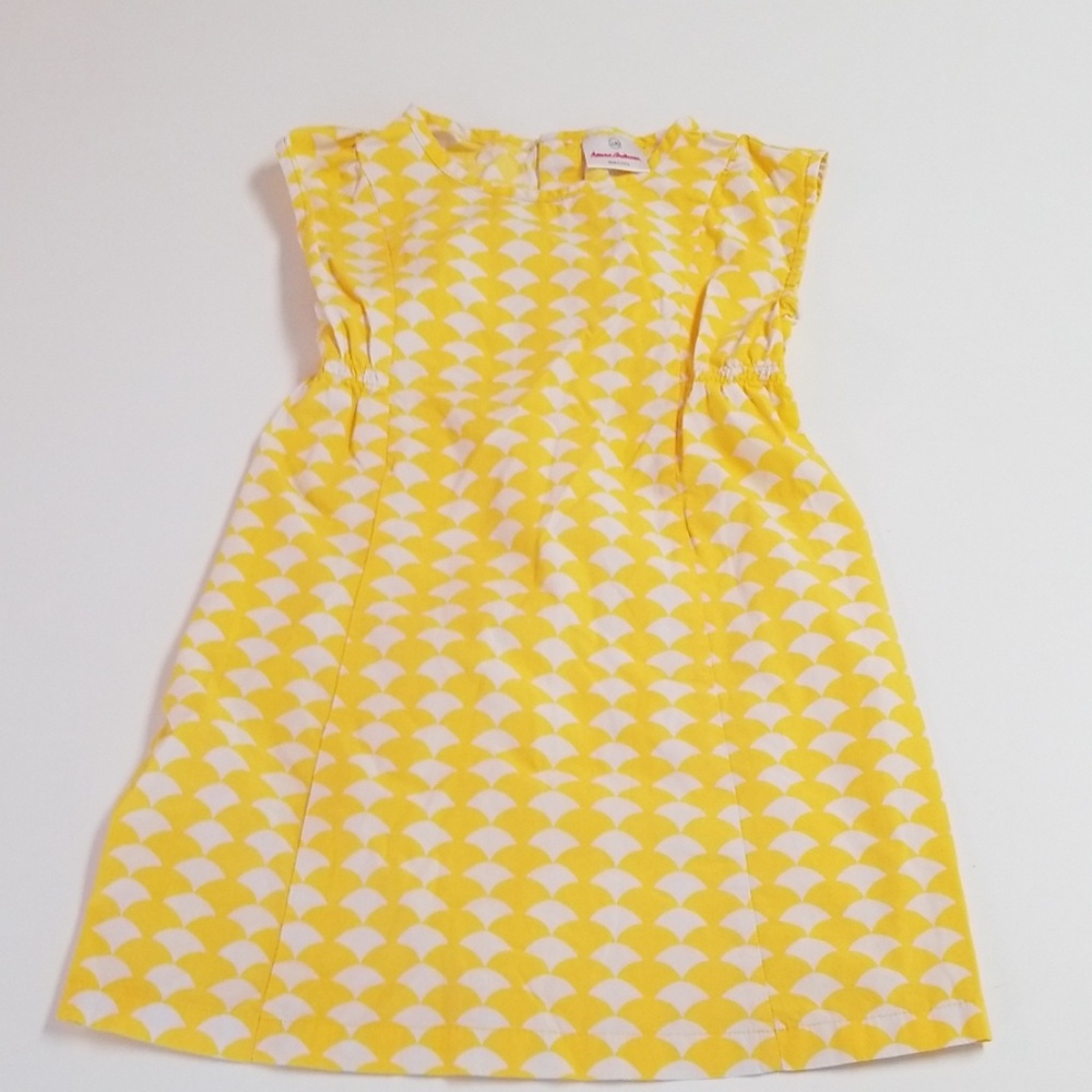 Hanna Andersson 120 yellow white geometric dress